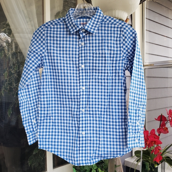 New With Tag Boys Cat&Jack Blue Gingham Checked Longsleeved Shirt Size M 8/10 - Picture 9 of 9